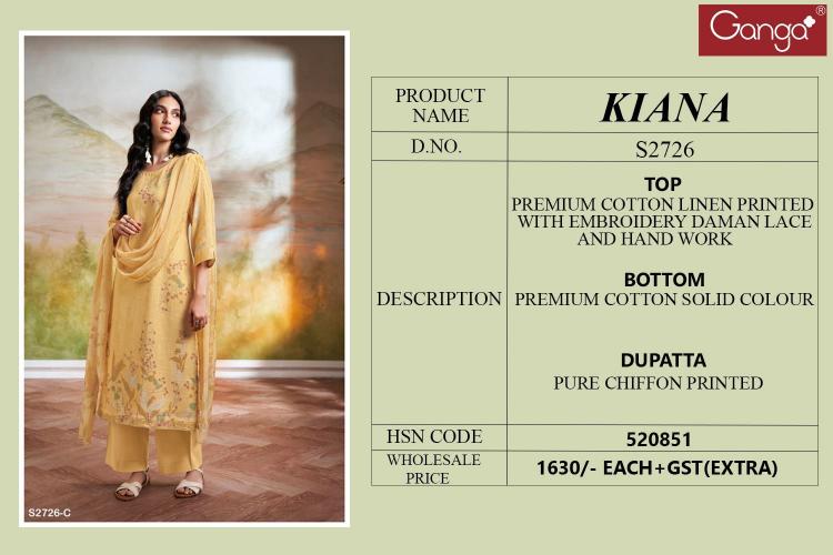 Ganga KIANA 2726 Dress Materials Wholesale catalog