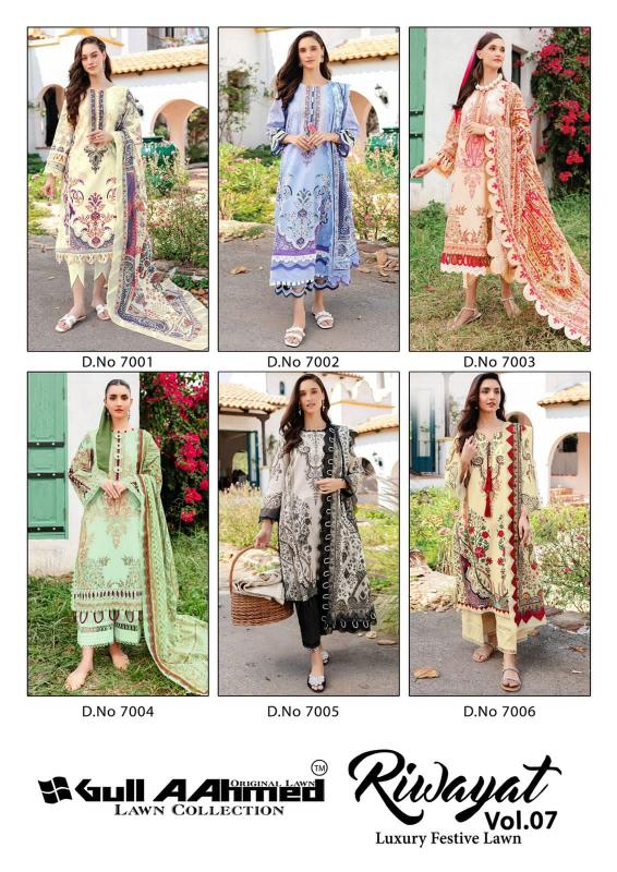 Gull A Ahmed Riwayat Vol 7 Lawn Cotton Dress Material Wholesale catalog