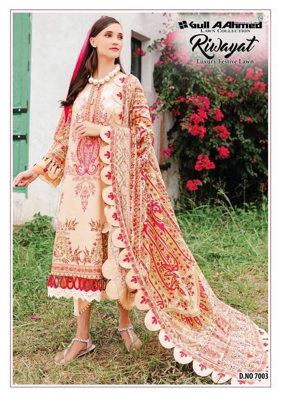 Gull A Ahmed Riwayat Vol 7 Lawn Cotton Dress Material Wholesale catalog