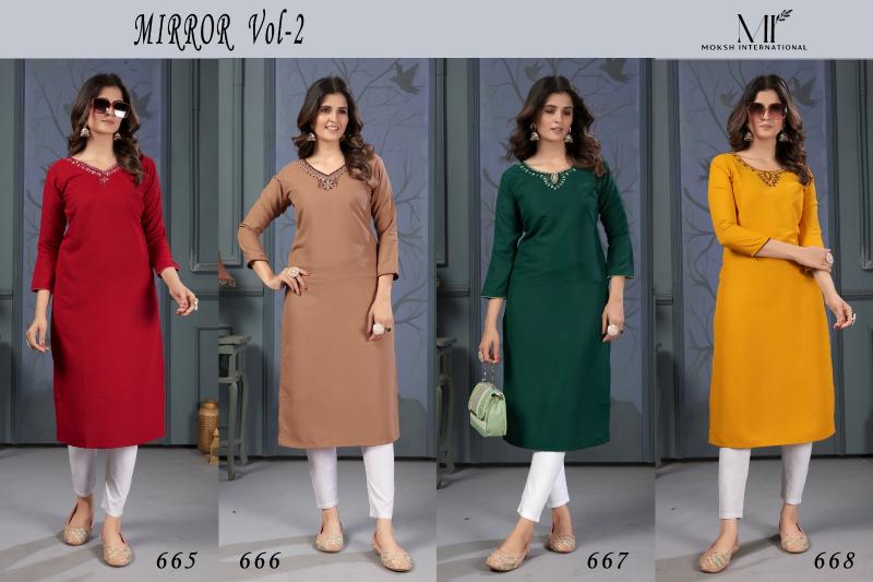 Moksh International Mirror Vol-2 Kurti Wholesale catalog
