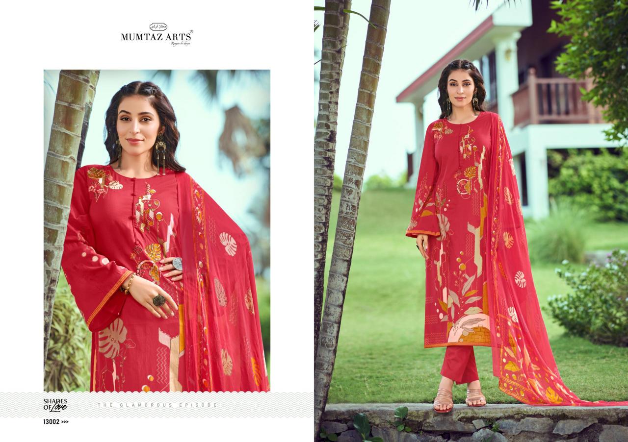 Mumtaz Shades Of Love Series 13001 Cotton Dress Material Wholesale catalog
