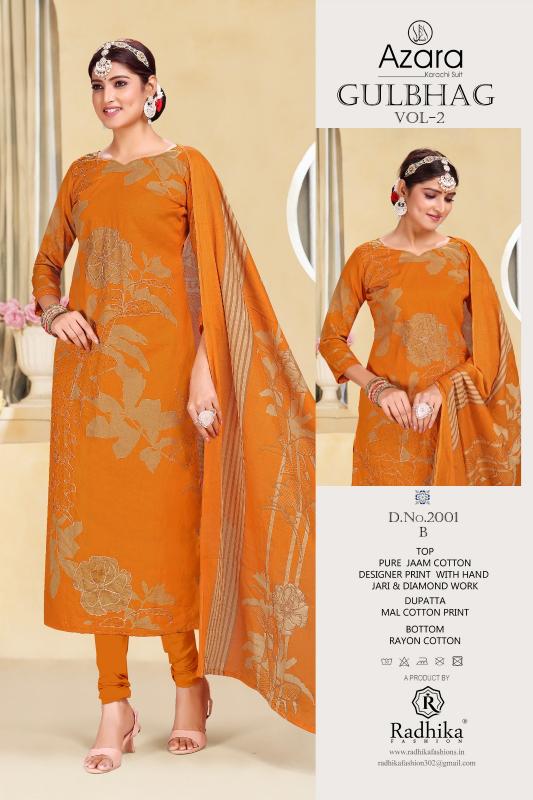 Radhika Azara Gulbhag Vol 2 Nx Cotton Printed Dress Material Wholesale catalog
