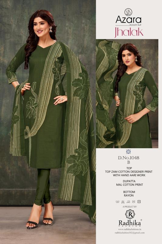 Radhika Azara Jhalak Cotton Designer Printed Dress Material Wholesale catalog
