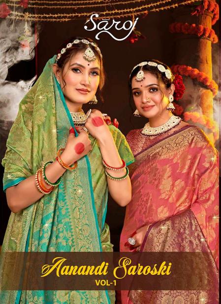 Saroj Aanandi Swarovski vol.1  Organza silk saree Saree Wholesale catalog    