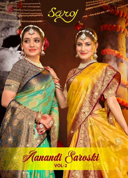 Saroj Aanandi Swarovski vol.2  Organza silk saree Wholesale catalog    