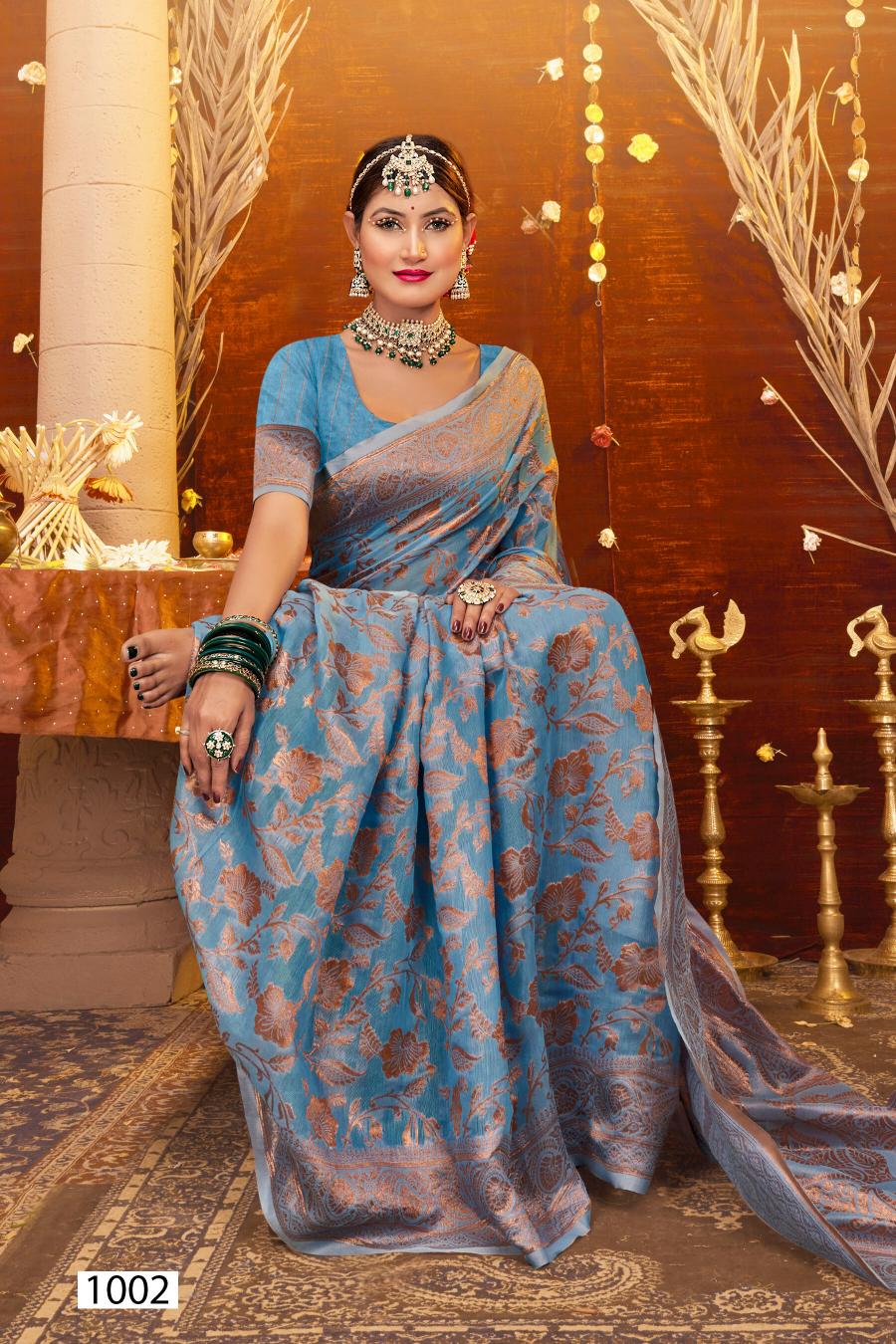 Saroj Atlantic cotton Vol.1Soft cotton rich pallu Saree Wholesale catalog    