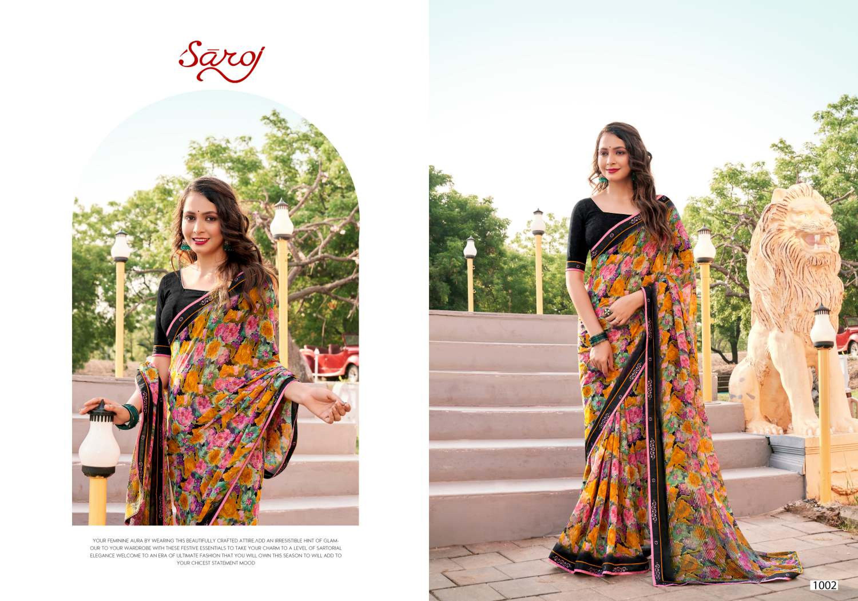 Saroj Carnival Heavy Weightless with Digital Print Lace Wholesale catalog    