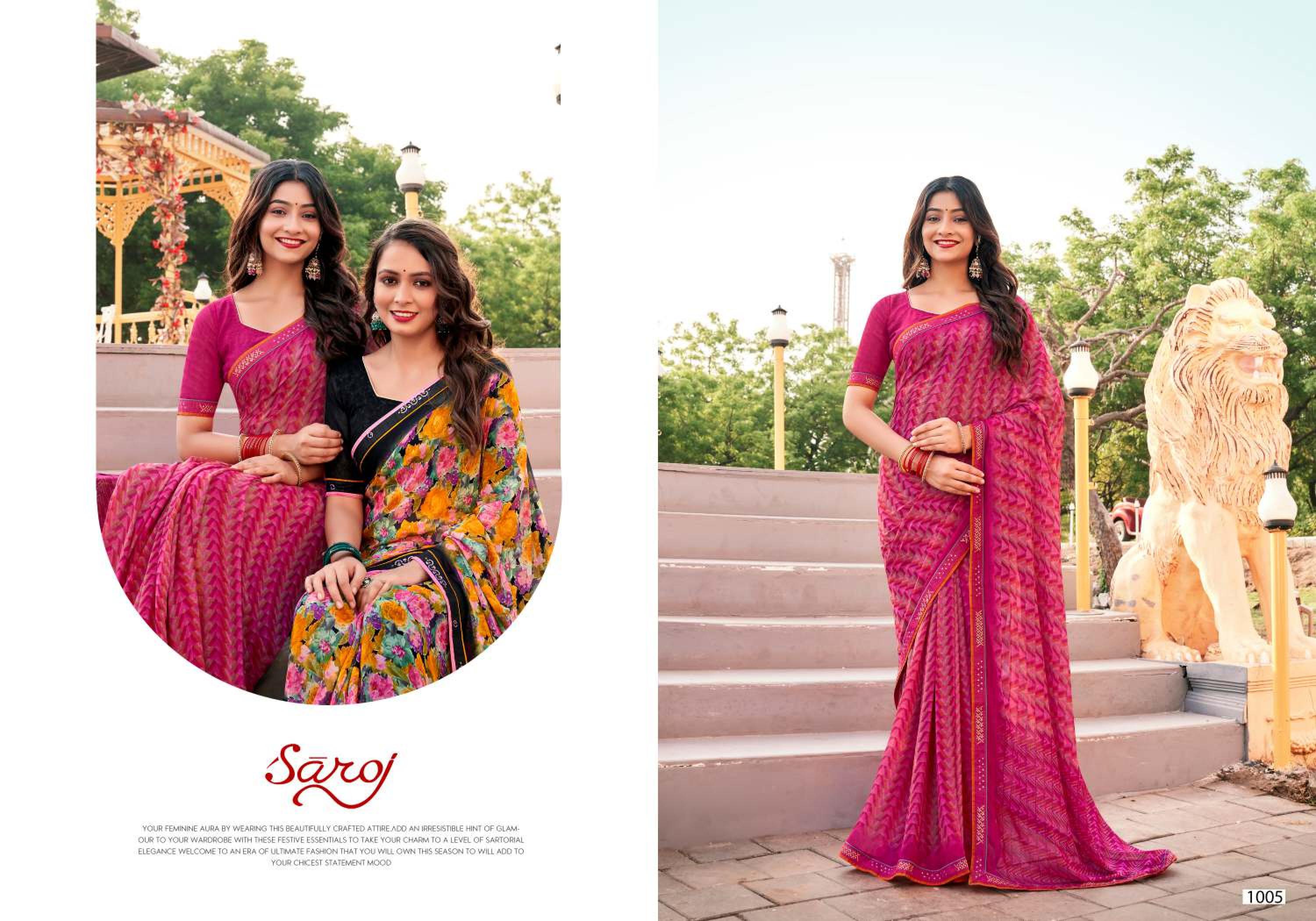 Saroj Carnival Heavy Weightless with Digital Print Lace Wholesale catalog    