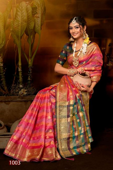 Saroj Kritika Swarovski vol.2 Organza silk saree with swarovski Saree Wholesale catalog    