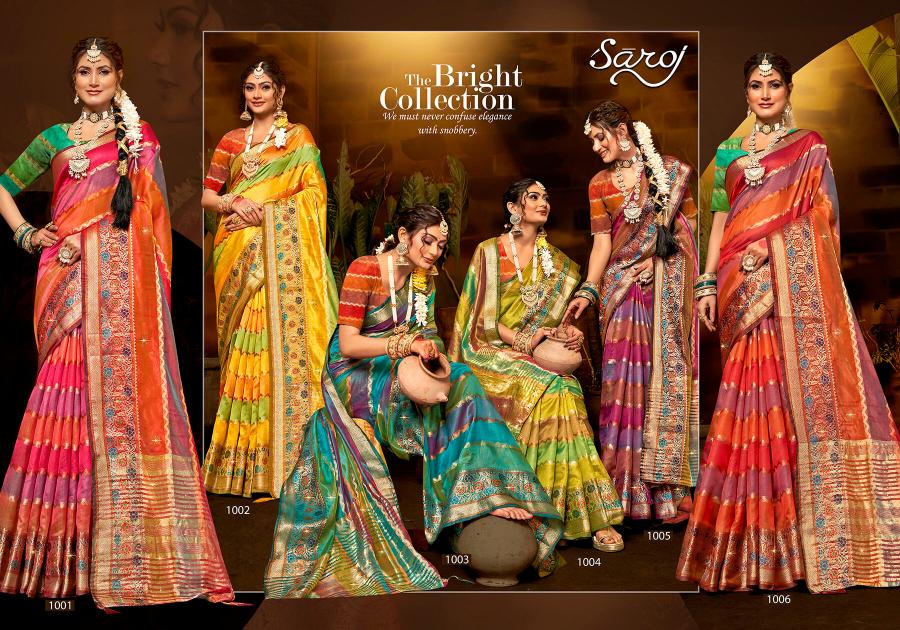 Saroj Kritika Swarovski vol.7 Organza silk saree with swarovski Wholesale catalog    