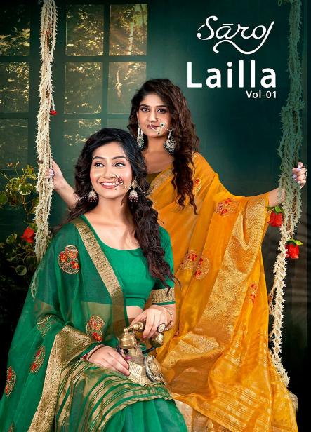 Saroj Lailla Vol.1 Soft organza with emboridery with swarovski work Saree Wholesale catalog    
