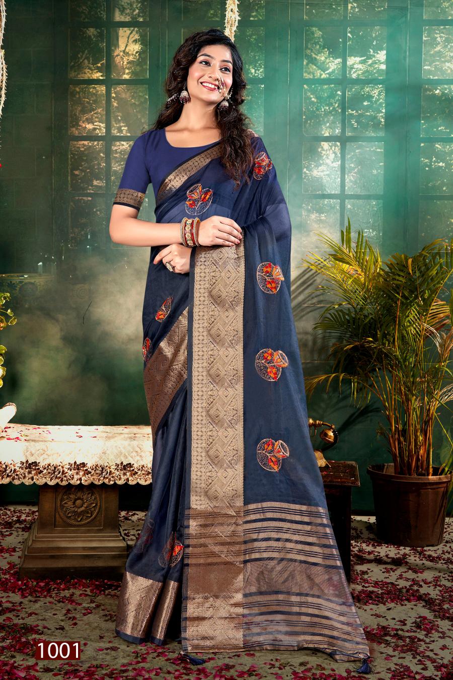 Saroj Lailla Vol.1 Soft organza with emboridery with swarovski work Saree Wholesale catalog    