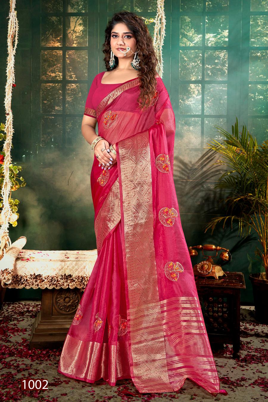 Saroj Lailla Vol.1 Soft organza with emboridery with swarovski work Saree Wholesale catalog    