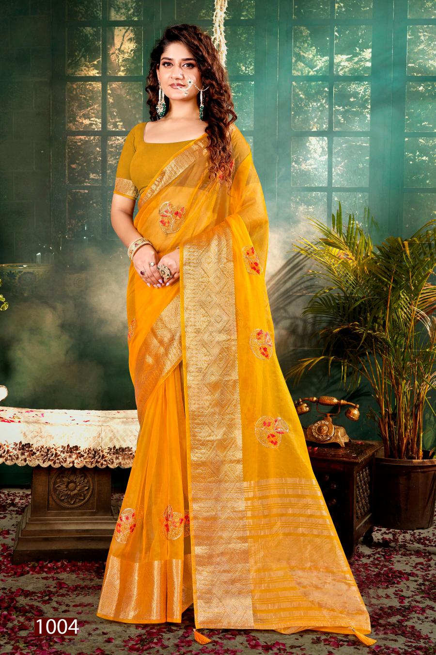 Saroj Lailla Vol.1 Soft organza with emboridery with swarovski work Saree Wholesale catalog    