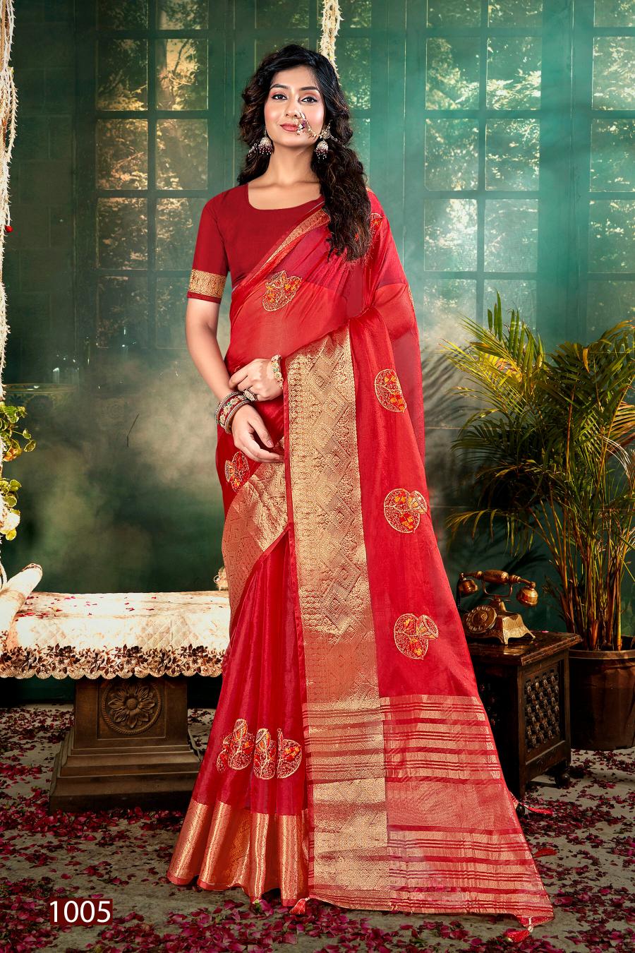 Saroj Lailla Vol.1 Soft organza with emboridery with swarovski work Saree Wholesale catalog    