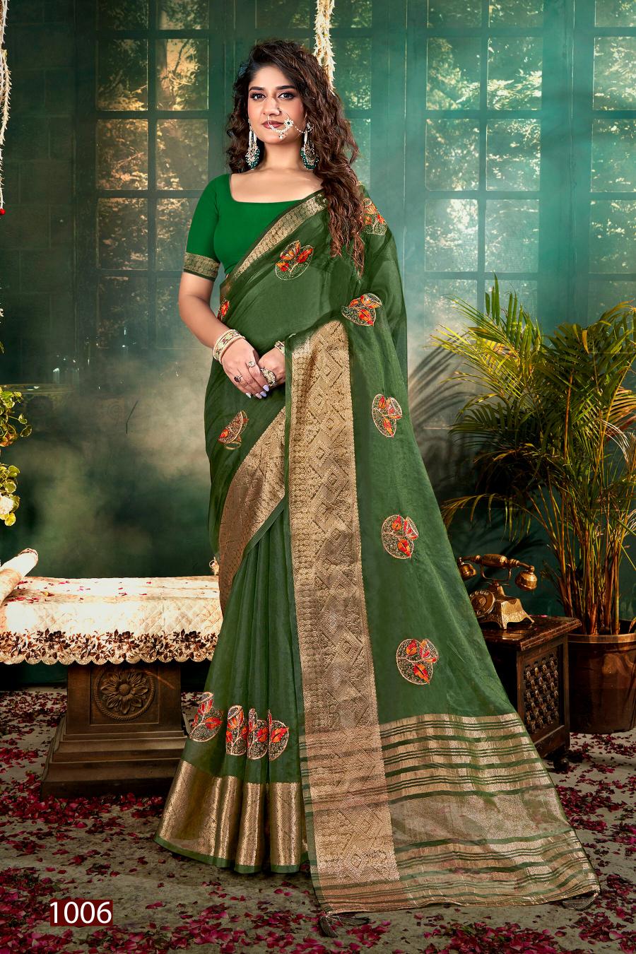 Saroj Lailla Vol.1 Soft organza with emboridery with swarovski work Saree Wholesale catalog    