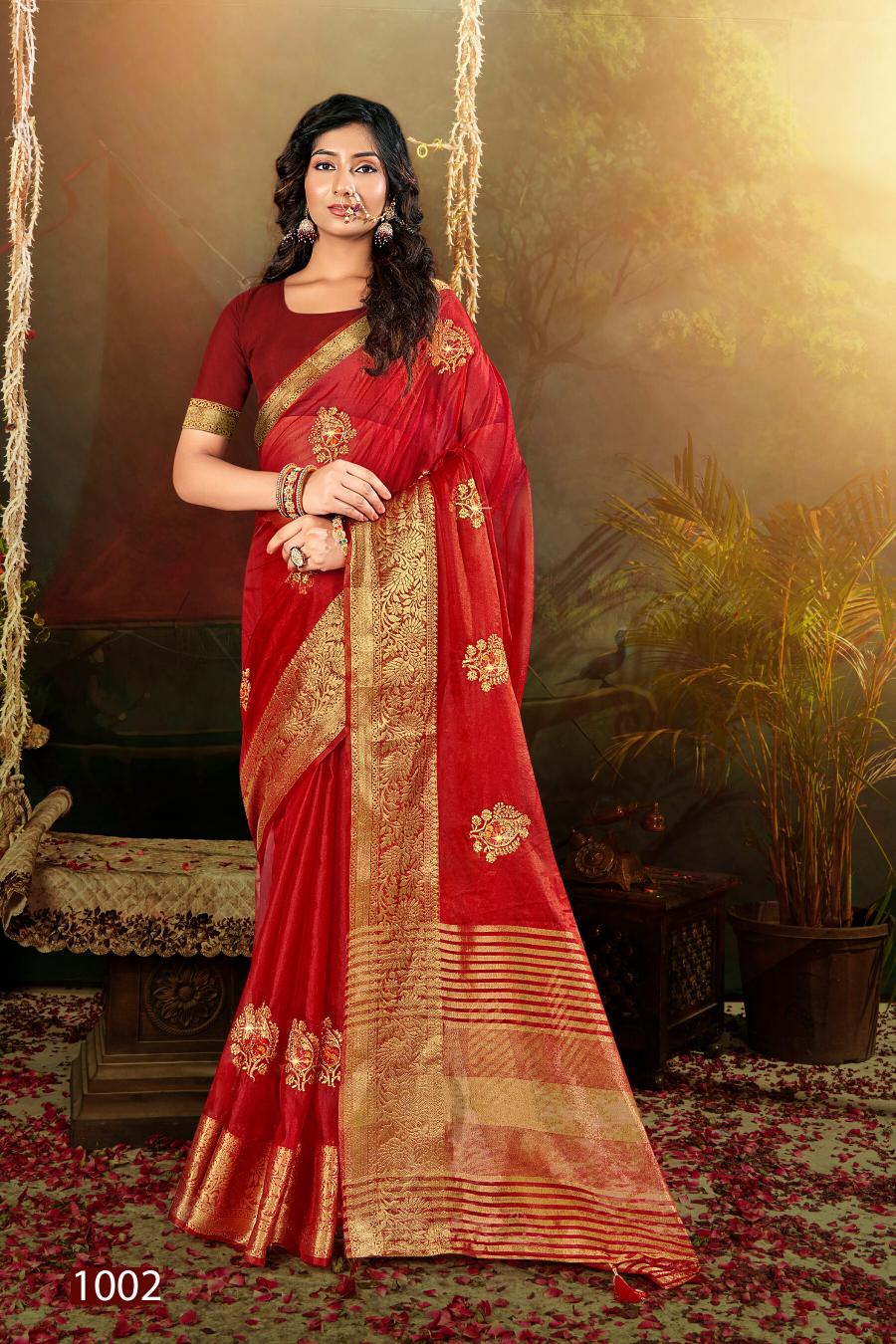 Saroj Lailla Vol.3 Soft organza with emboridery with swarovski work Saree Wholesale catalog    