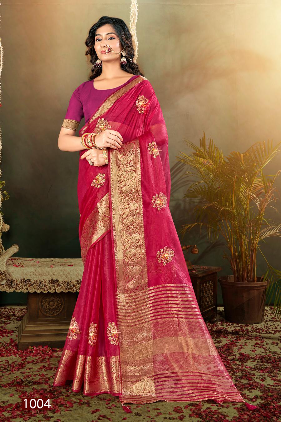 Saroj Lailla Vol.3 Soft organza with emboridery with swarovski work Saree Wholesale catalog    