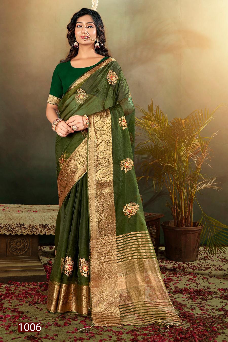 Saroj Lailla Vol.3 Soft organza with emboridery with swarovski work Saree Wholesale catalog    