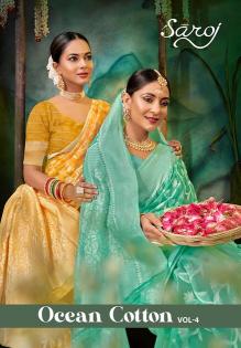 Saroj Ocean Cotton  Vol.4 Soft cotton rich pallu saree Saree Wholesale catalog    