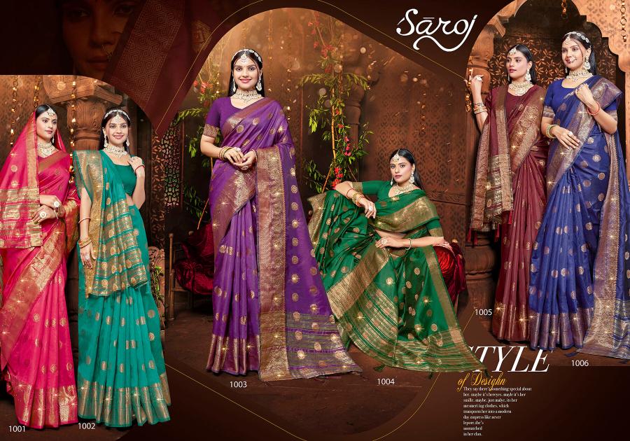 Saroj Parasmani Swarovski vol.1 Soft Silk with heavy swarovski Wholesale catalog    