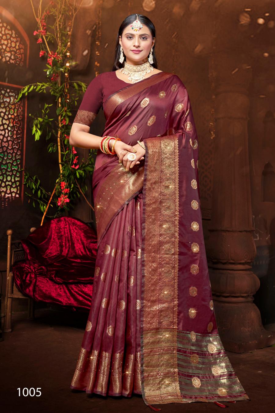 Saroj Parasmani Swarovski vol.1 Soft Silk with heavy swarovski Wholesale catalog    