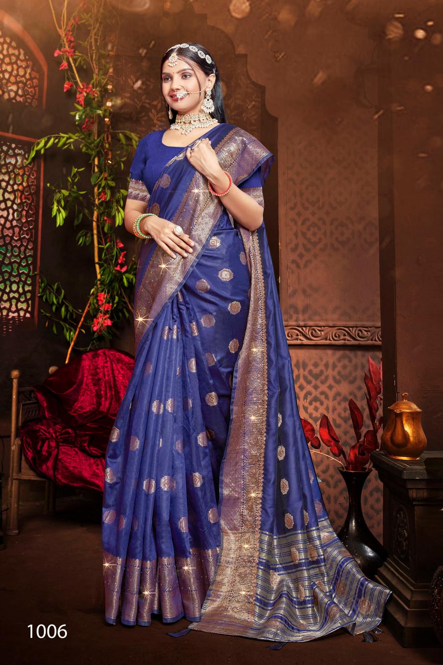 Saroj Parasmani Swarovski vol.1 Soft Silk with heavy swarovski Wholesale catalog    