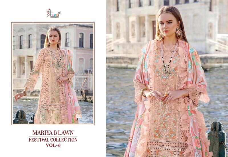 Shree Mariya B Lawn Festival Collection Vol 6 Chiffon Dupatta Salwar Suit Wholesale catalog