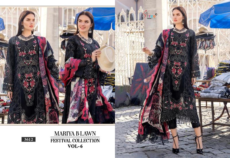 Shree Mariya B Lawn Festival Collection Vol 6 Chiffon Dupatta Salwar Suit Wholesale catalog