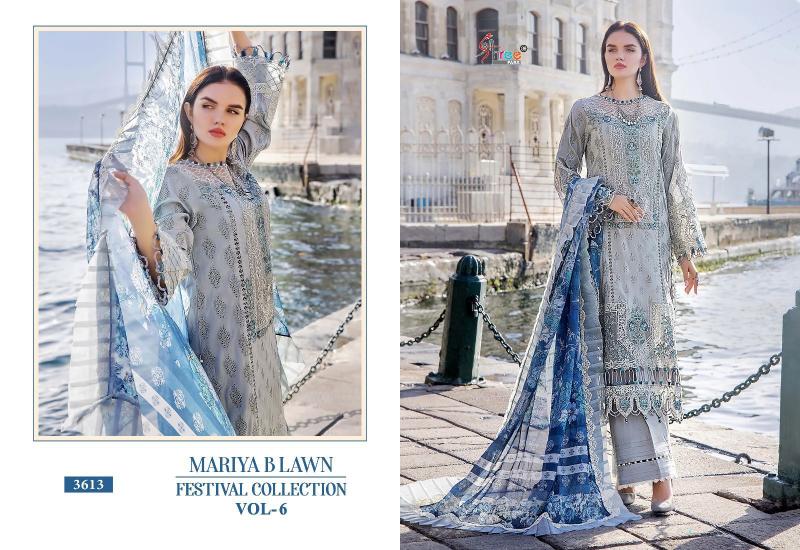 Shree Mariya B Lawn Festival Collection Vol 6 Chiffon Dupatta Salwar Suit Wholesale catalog