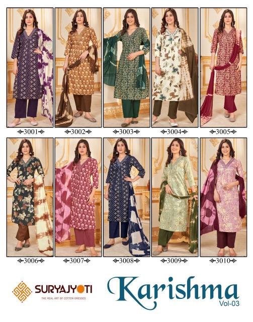 Suryajyoti Karishma Vol-3 – Kurti Pant With Dupatta - Wholesale Catalog