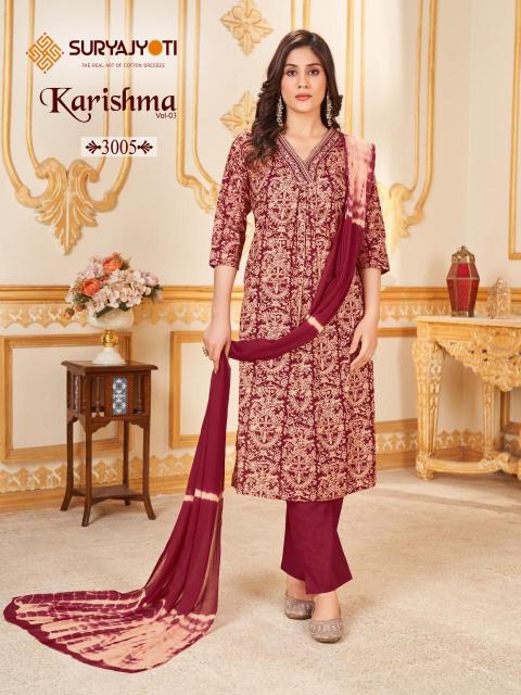 Suryajyoti Karishma Vol-3 – Kurti Pant With Dupatta - Wholesale Catalog