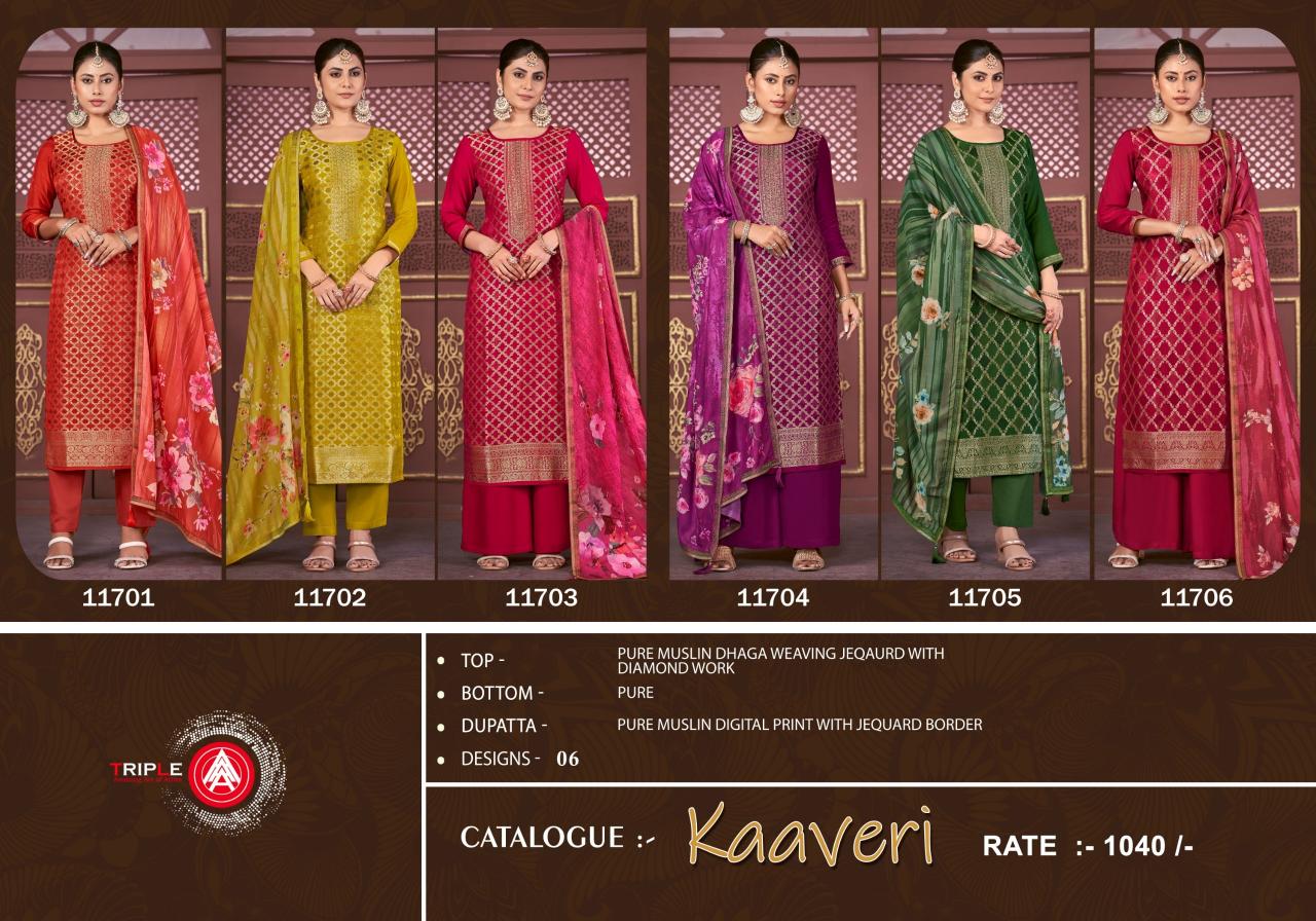 Triple Aaa Kaaveri Muslin Designer Salwar Suits Wholesale catalog