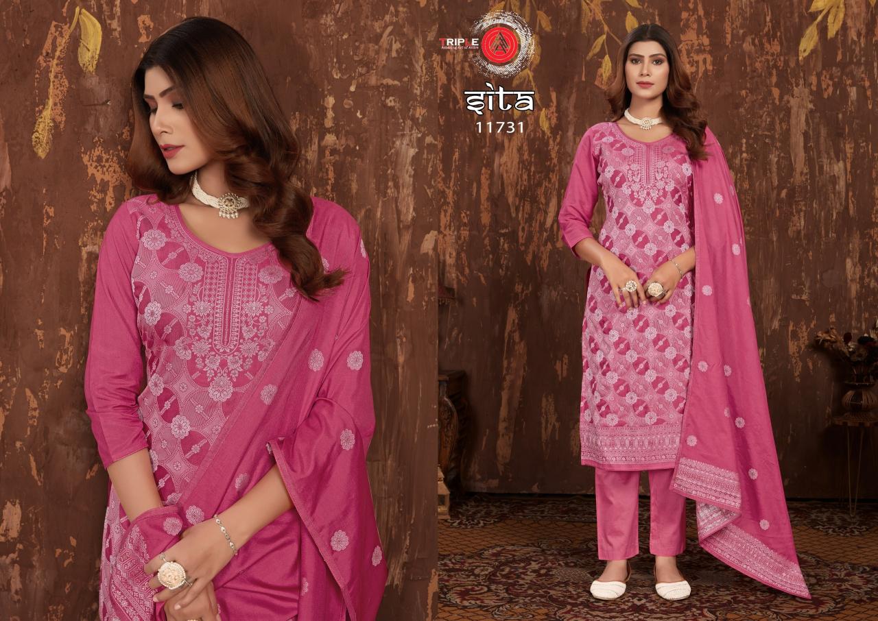 Triple Aaa Sita Muslin Designer Salwar Suits Wholesale catalog