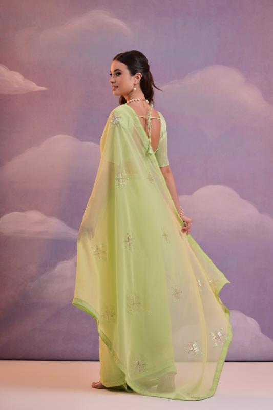 Trishul 1 Georgette Flower Embroidery Work Saree Wholesale catalog