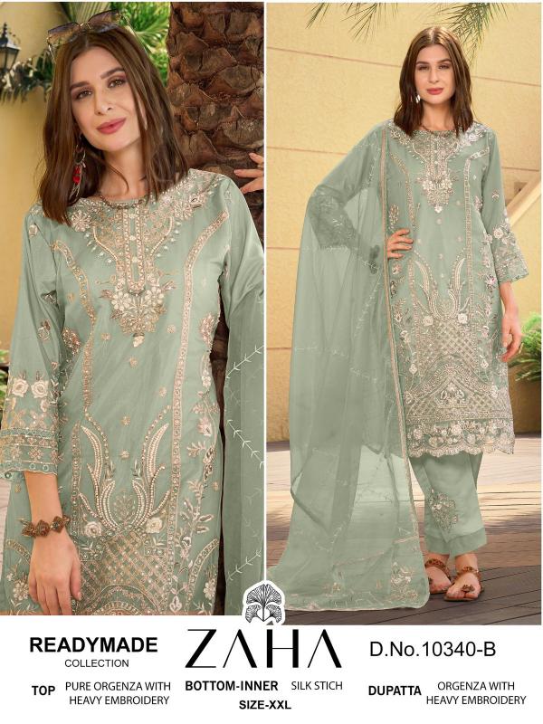 Zaha 10340 A To D Organza Pakistani Suits Wholesale catalog
