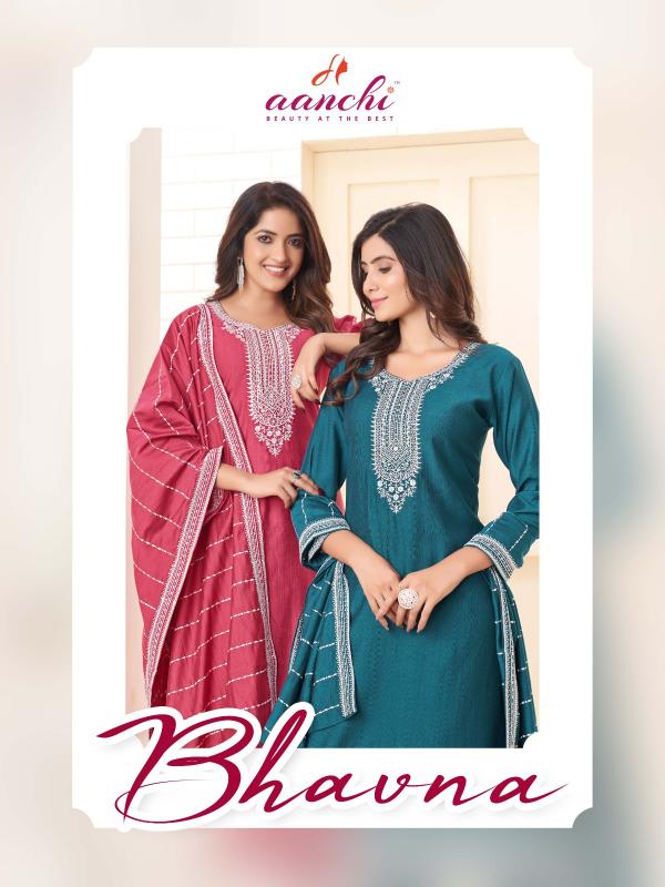 Aanchi Kurtis BHAVNA fancy Fabric Top & Bottom wholesale catalog