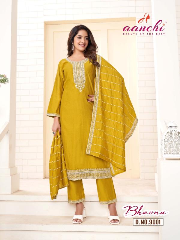 Aanchi Kurtis BHAVNA fancy Fabric Top & Bottom wholesale catalog