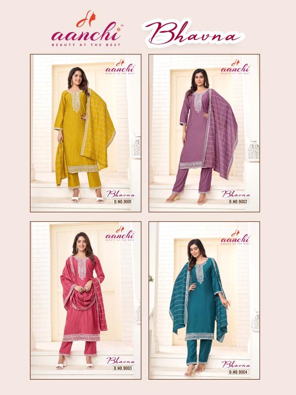 Aanchi Kurtis BHAVNA fancy Fabric Top & Bottom wholesale catalog