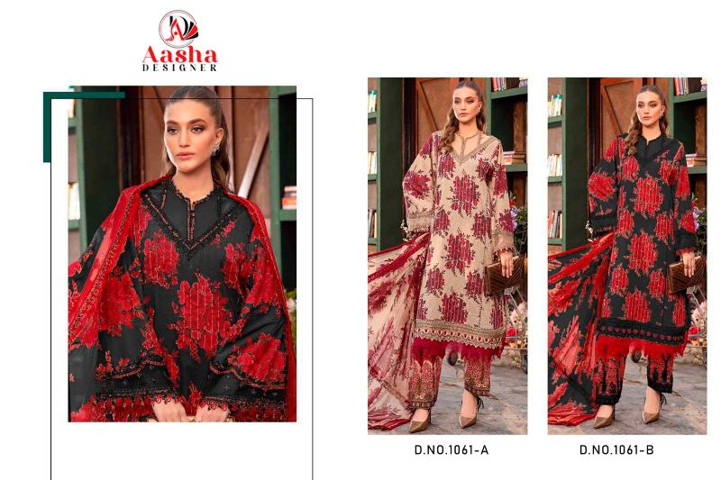 Aasha 1061 A And B Chiffon Dupatta Pakistani Suit wholesale catalog
