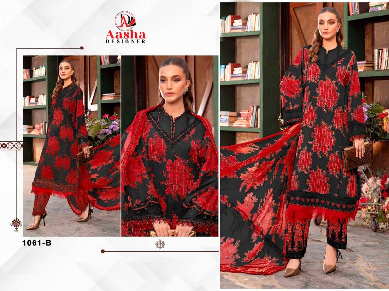 Aasha 1061 A And B Chiffon Dupatta Pakistani Suit wholesale catalog