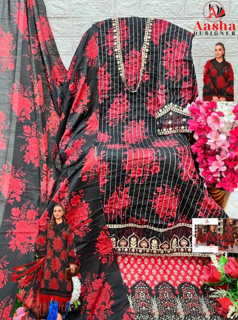 Aasha 1061 A And B Chiffon Dupatta Pakistani Suit wholesale catalog
