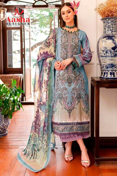 Aasha Queen Court Vol 7 Chiffon Dupatta Pakistani Suit Wholesale catalog
