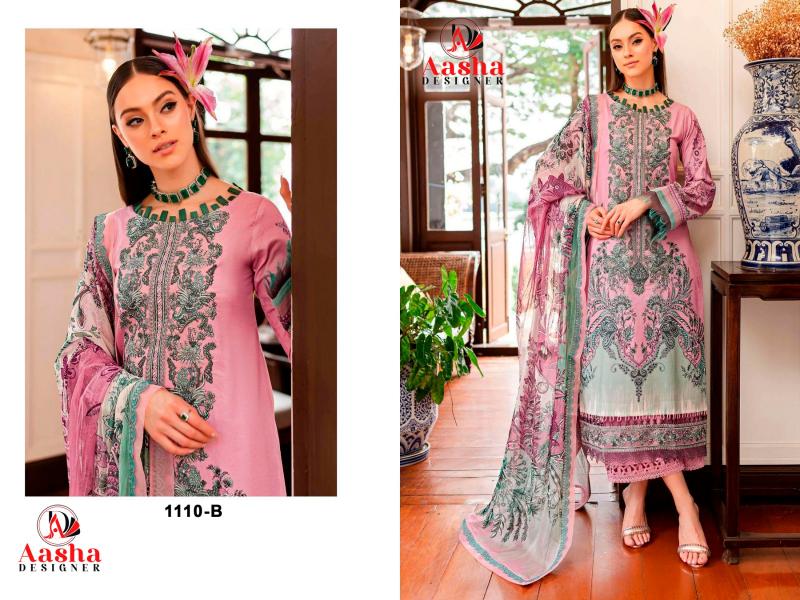 Aasha Queen Court Vol 7 Cotton Dupatta Pakistani Suit wholesale catalog