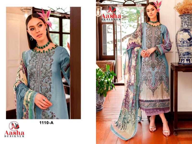 Aasha Queen Court Vol 7 Cotton Dupatta Pakistani Suit wholesale catalog