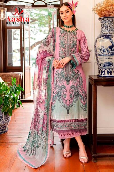 Aasha Queen Court Vol 7 Cotton Dupatta Pakistani Suit wholesale catalog
