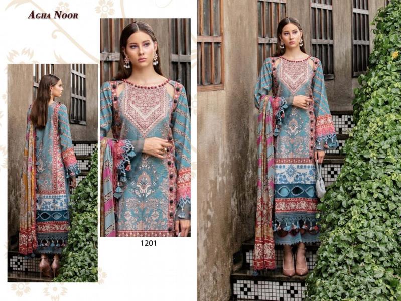 Agha Noor Vol 12 Lawn Cotton Dress Material wholesale catalog