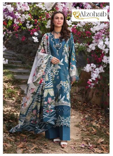Alzohaib Elaf Chikankari Vol 2 Chiffon Dupatta Pakistani suit wholesale catalog