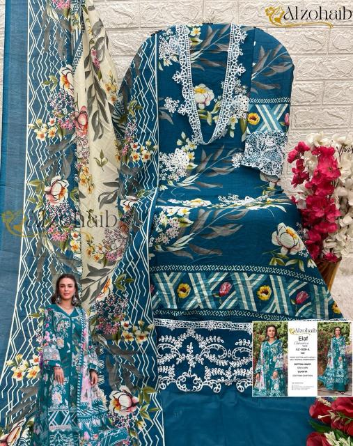 Alzohaib Elaf Chikankari Vol 2 Chiffon Dupatta Pakistani suit wholesale catalog