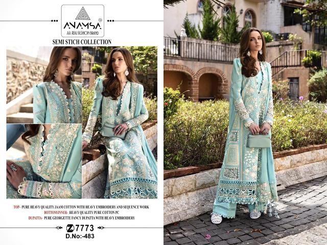 Anamsa 483 Embroidered Pakistani Salwar Kameez wholesale catalog